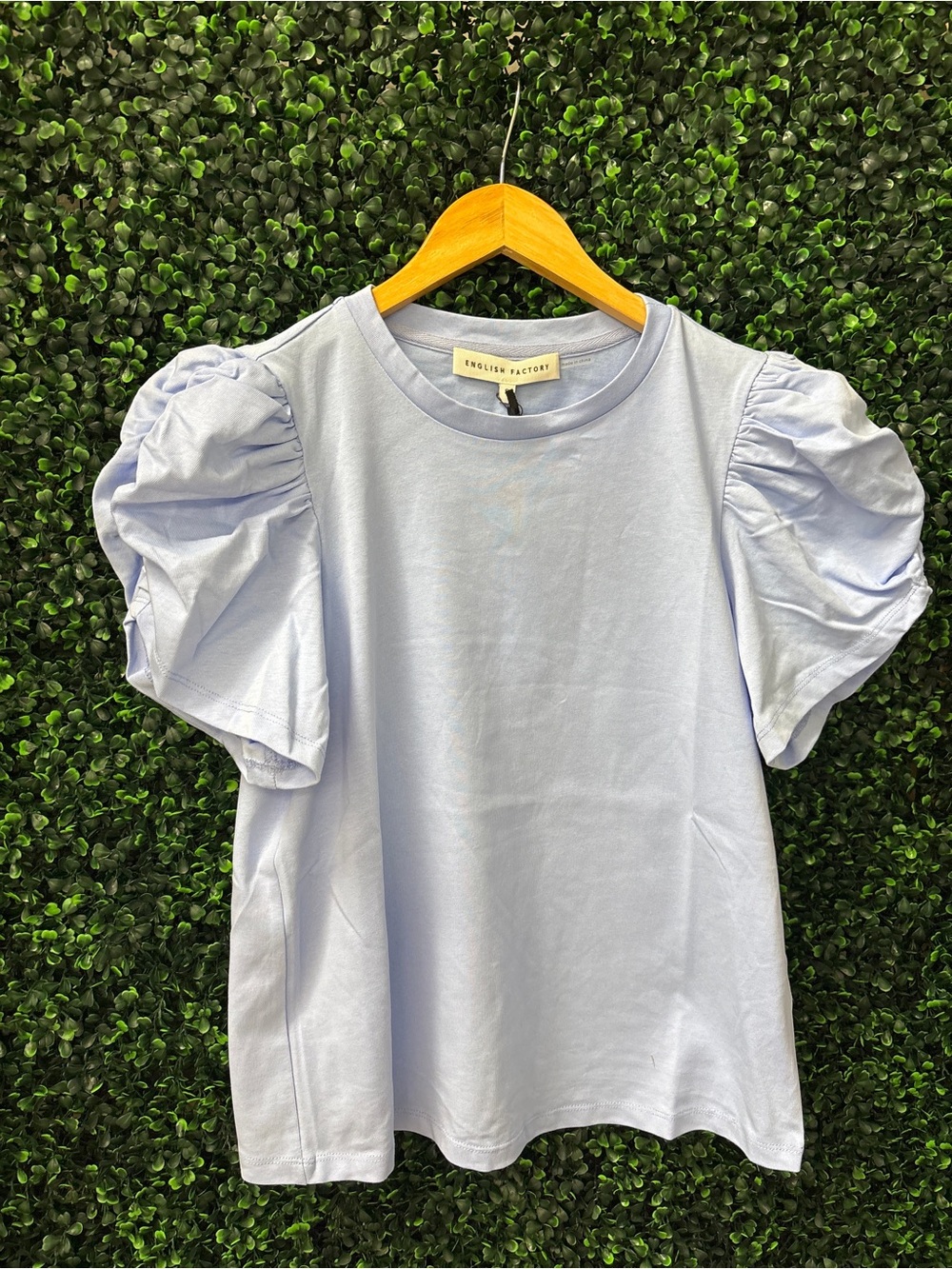 English Factory Girls Puff Sleeve Tee - Pale Blue